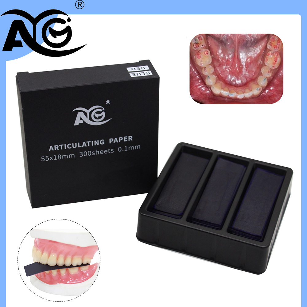 Teeth Whitening Strips - AG 300 Blatt/Box Dental-Artikulationspapierstreifen Rot/Blau, Dentallaborinstrument,