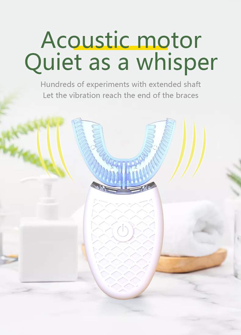 Teeth Whitening Light Kit - Intelligente U-Typ-Zahnbürste, 360-Grad-Schall, elektrisch, automatisch, mit
