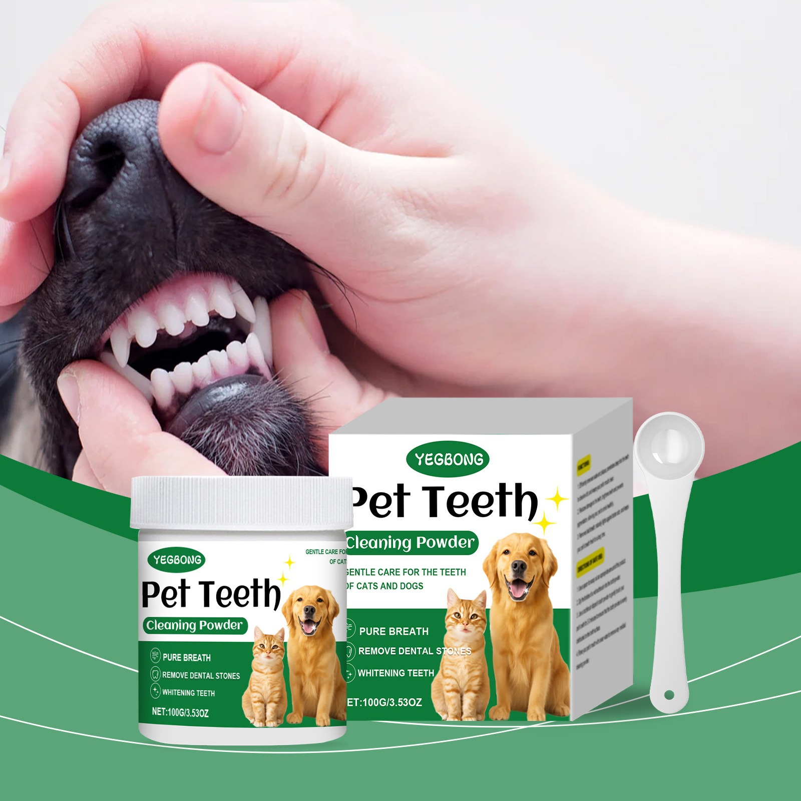 Teeth Whitening Powder - Haustier-Zähne-Reinigungspulver, reduziert Zahnbelag, beseitigt Mundgerüche, aufhellende