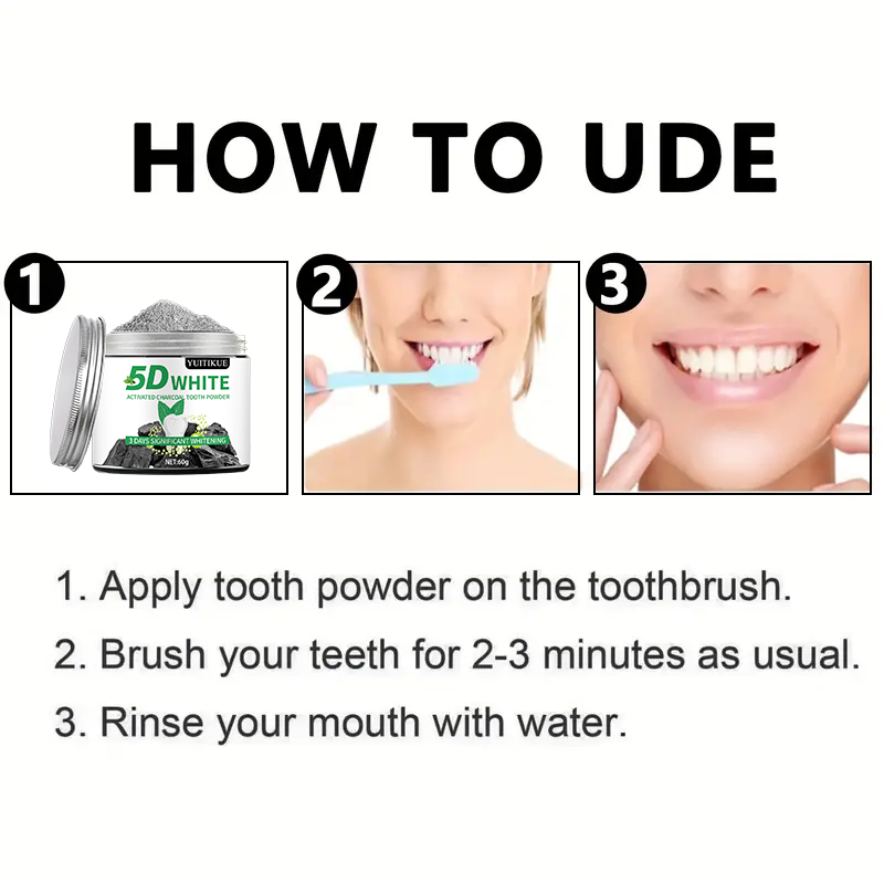 YUlTlKUE 5D Weißes Aktivkohle- – Teeth Whitening Powder Bewertung und Preis