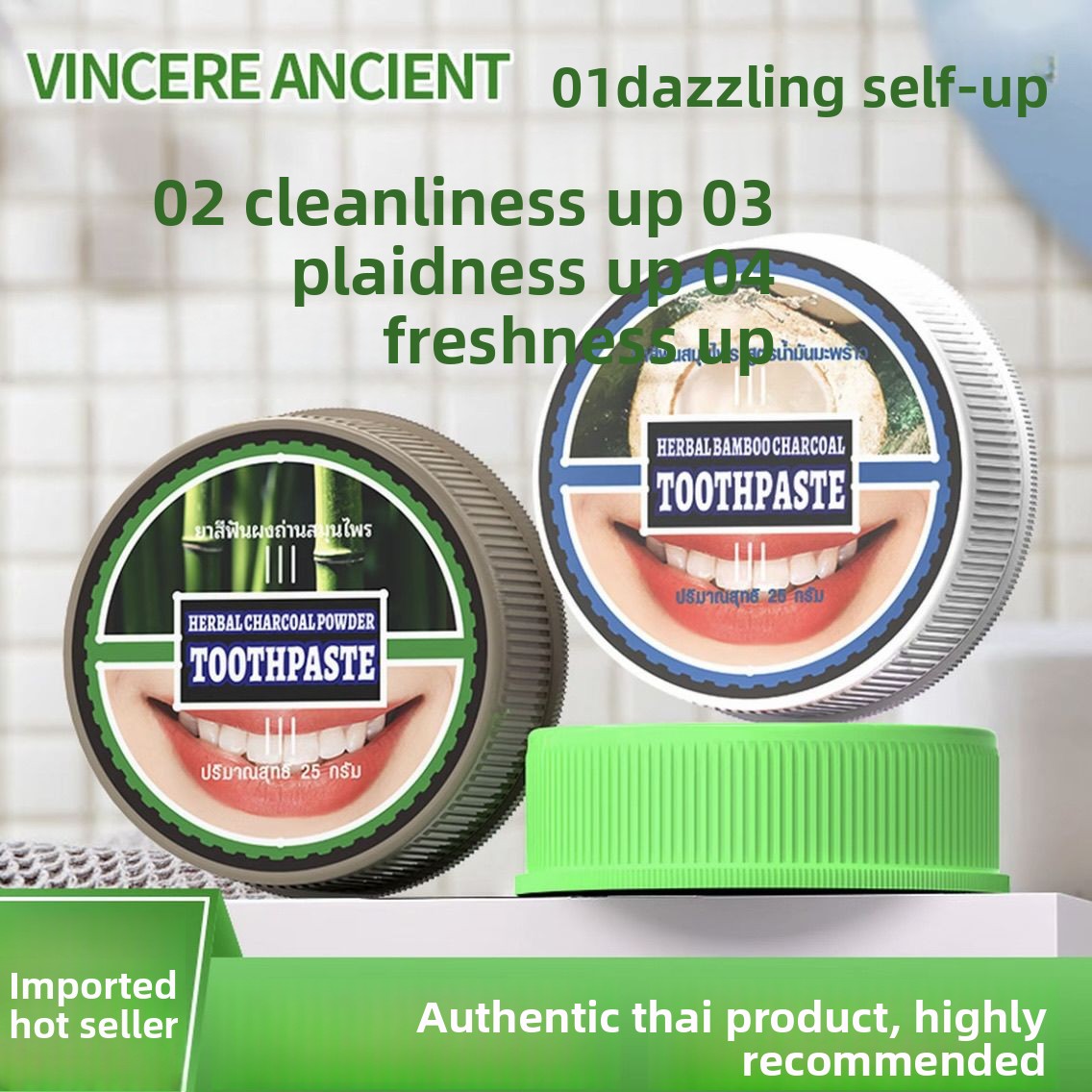 Natürliches Thai VINCERE Zahnp – Teeth Whitening Charcoal Bewertung und Preis